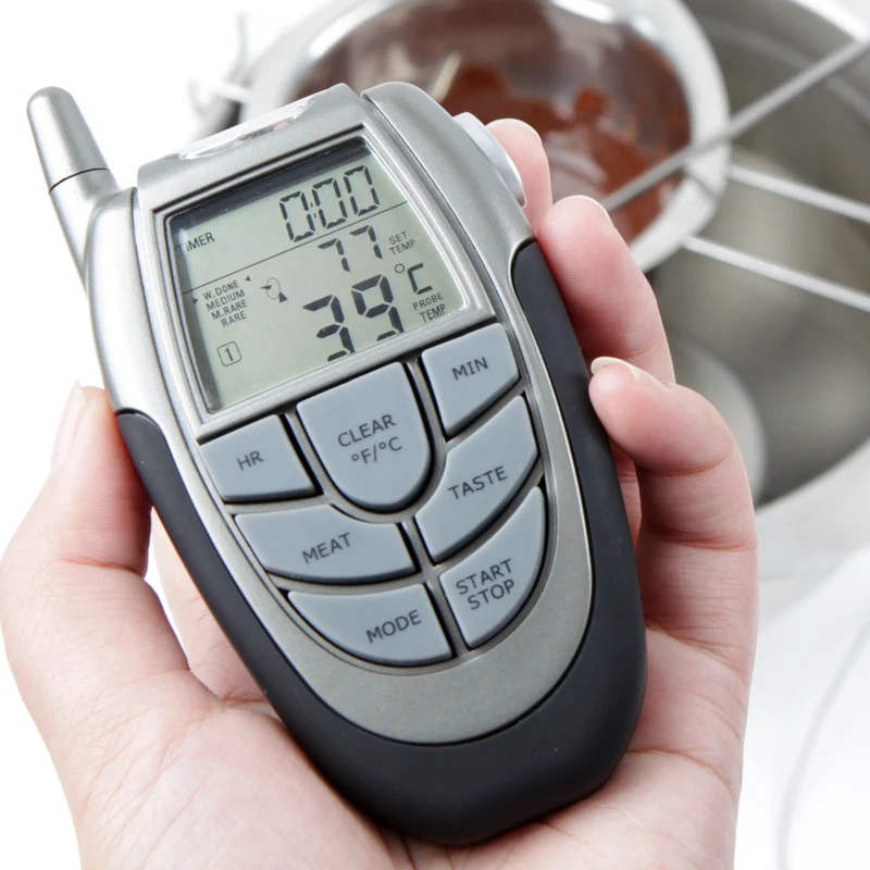

Remote Wireless BBQ Thermometer / Wireless Oven Thermometer Home Use Stainless Steel Probe Large Screen with Timing M1608