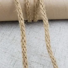 Barato 10 m/lote Natural arpillera Hessian Cable de hilo de yute cuerda de cáñamo decoración vintage rústica para boda suministros de embalaje de alta calidad