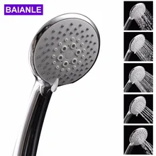 Free Shipping Five function Handheld Shower Head saving water ABS Plastic with chrome Round shower heads Bathroom Accessories free shipping stainless steel round shower head brushed nickel handheld shower faucet head water saving