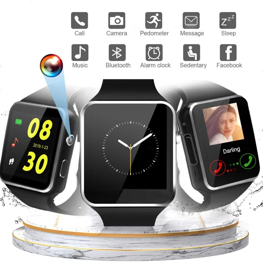 New Arrival Smart Watch with Camera Touch Screen Support SIM TF Card Bluetooth Smartwatch For iPhone Xiaomi Android IOS PK Q18