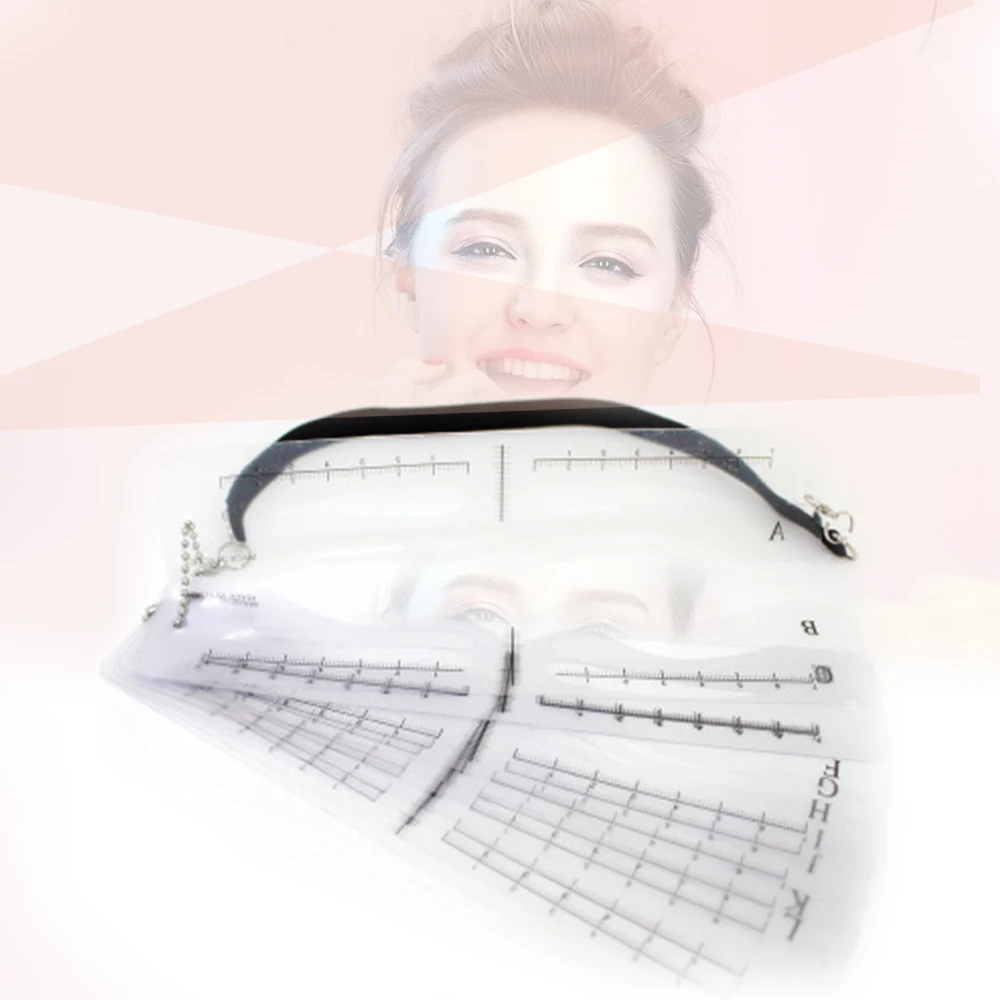 12 Styles Eyebrow Stencils Kit with Strap Eyebrow Ruler Reusable