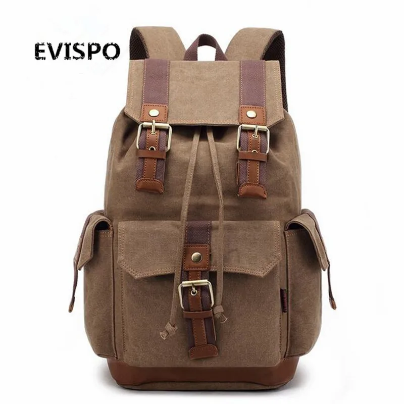 Korean men canvas backpack mens letter print large travel backpack male computer multi-function backpacks PU leather duffle bag