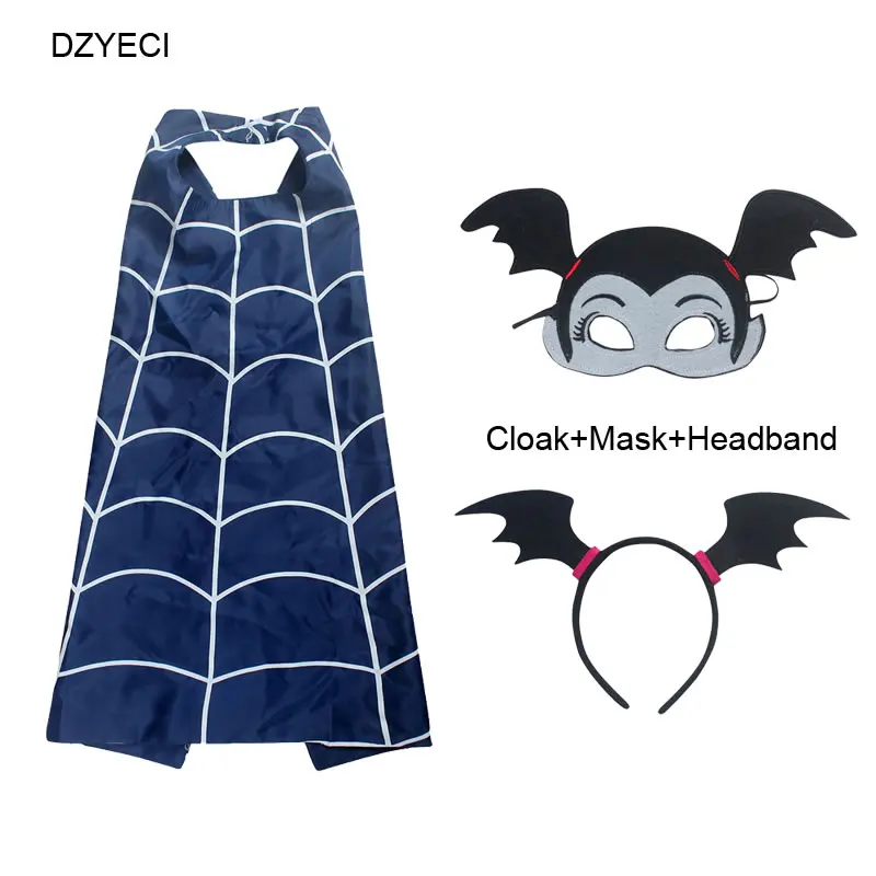 Disfraz Vampirina/платье для маленьких девочек; костюм для рождественского карнавала; детское кружевное платье для маскарада; vetement enfant fille - Цвет: Cloak Mask Headband