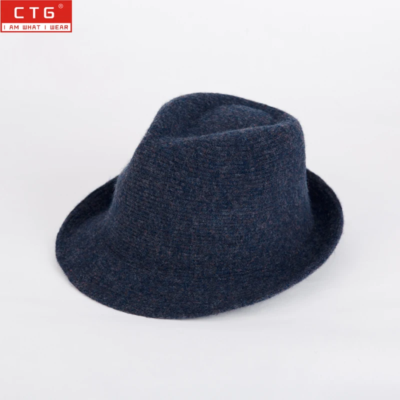 Новинка, Женская джазовая шляпа для взрослых, шерстяная Смешанная джаз шляпа, Женская Повседневная английская шляпа для отдыха, женская зимняя теплая шляпа, B-7735 - Цвет: Синий