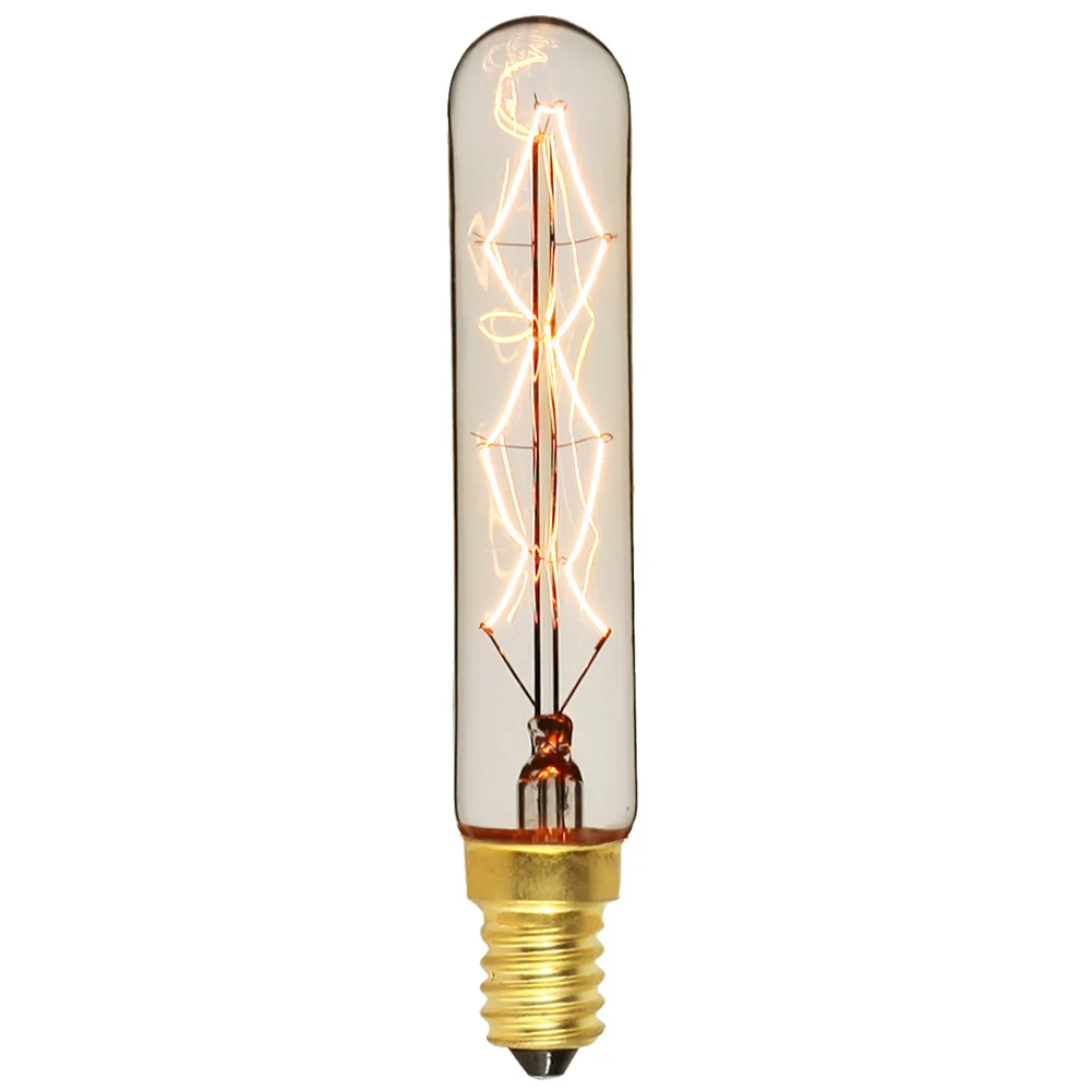 10 шт./лот T20x115mm старинные лампы, трубчатые электрическая лампочка эдисона лампа накаливания лампа дизайн в ретро-стиле со стразами лампочки накаливания E14 220 V 40 W