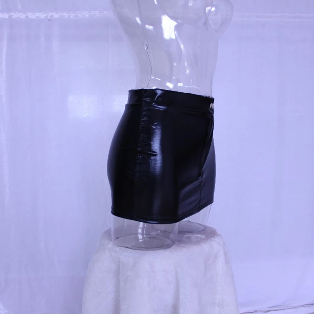 Чудо-красота мини-юбка Wetlook черные сексуальные летние черные юбки из искусственной кожи мини-карандашные юбки из искусственной кожи сексуальная юбка ПВХ Клубная одежда W7952