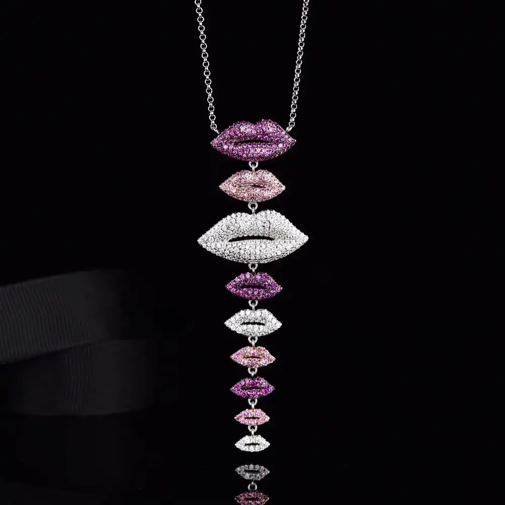 

fashion yao chen collection sexy red lips necklace mouth earrrings for women jewelry