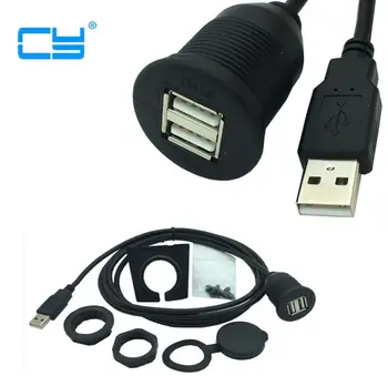 

USB 2.0 Extension A-Male To 2 A-Female Cable Flush Mount Dashboard Panel Waterproof Cable for Car Boat Motorcycle 1m 3ft 2m
