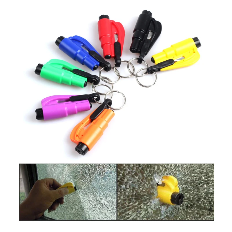 

3 IN 1 MINI Window Broken + Rope Cutter + Emergency Whistle Key chian Tool Life-saving Hammer For Car Emergency Escape Saving