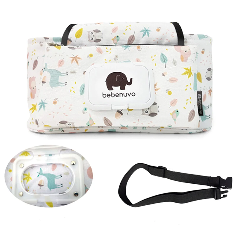 

Baby Stroller Organizer Bag Mummy Diaper Bag Hook Baby Carriage Hanging Storage Bag Cartoon Folding Elephant Travel Nappy Bag