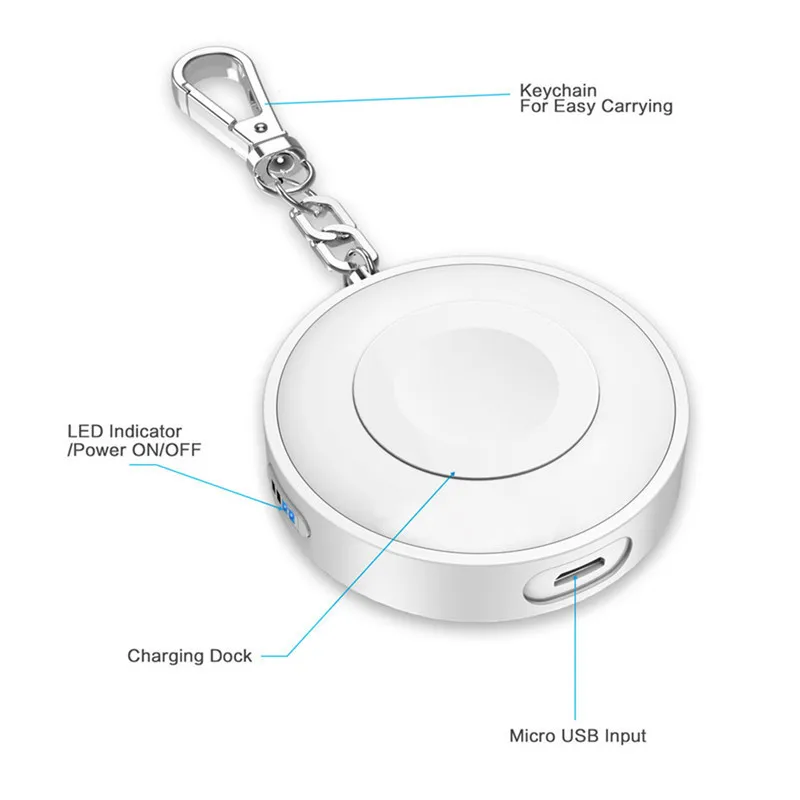 900mAh MFi Certified External Battery Power Bank Wireless Charger Magnetic Charging Dock Station For Apple Watch with Keychain 900mAh MFi Certified External Battery Power Bank Wireless Charger Magnetic Charging Dock Station For Apple Watch with Keychain