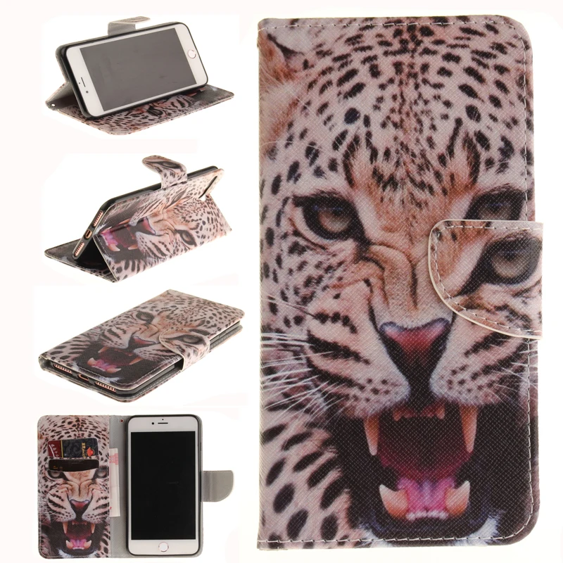 A ferocious Jaguar Card Slot Stand Wallet Covers for iPhone6 iPhonr For Apple iPhone 5 5s SE 6 7 8 Plus |