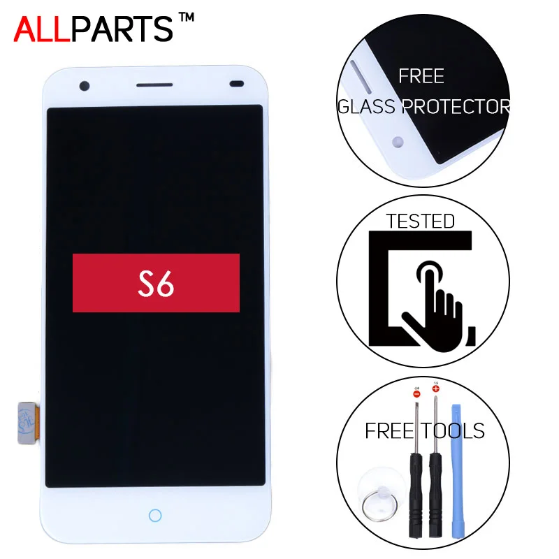

100% Tested NEW Original 5.0 inch White 1280x720 Display For ZTE Blade S6 LCD Whit Touch Screen Replacement