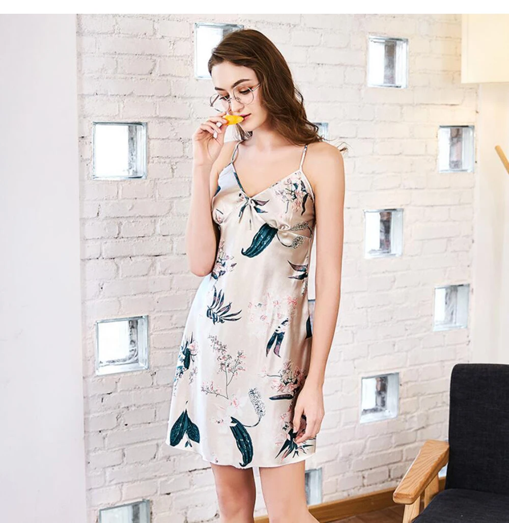 Женский сексуальный летний халат наборы с цветочным принтом атласная пижама набор 2018 плюс размер ночная рубашка Сексуальная Дамская