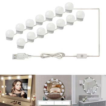 

Makeup Mirror LED Lights 6 10 14 Hollywood Vanity Bulbs for Dressing Table with Dimmer and Plug in,Linkable,Mirror not included