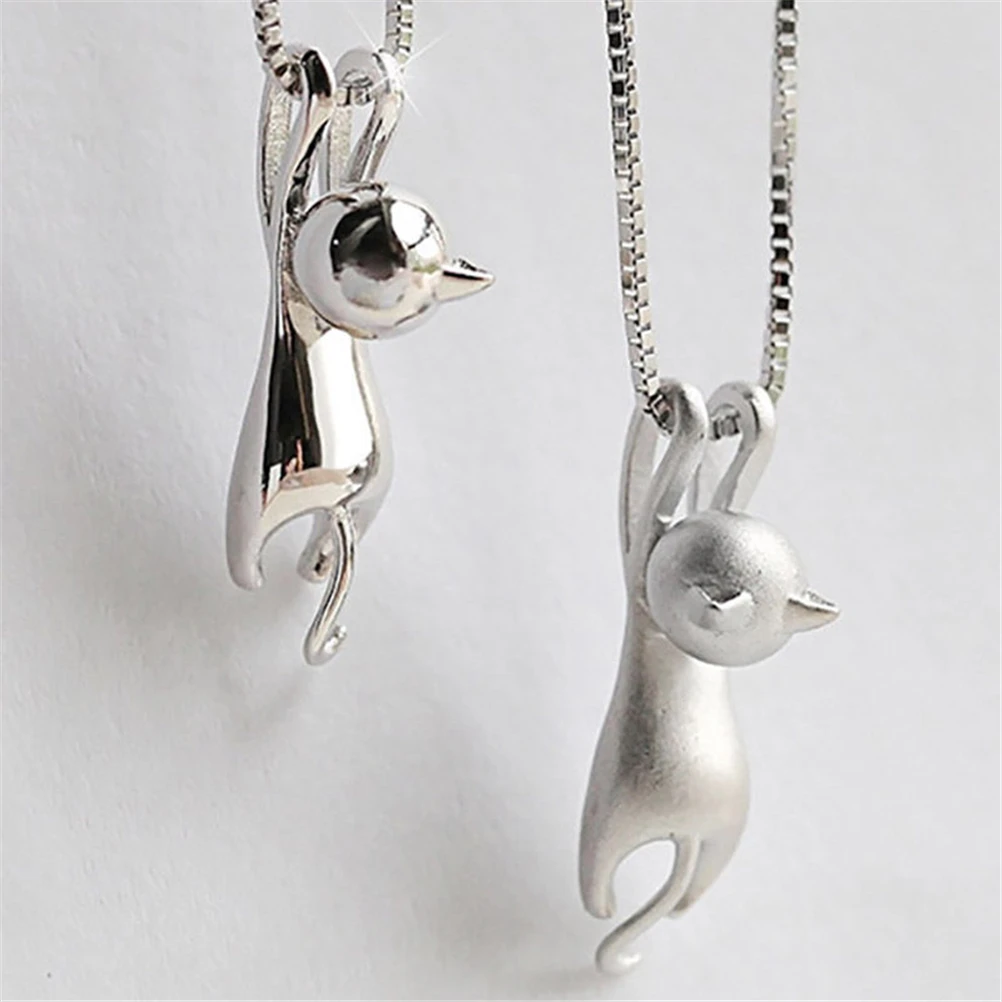 

2019 Fashion Lovely Silver Plated Necklace Tiny Cute Cat Pendants Odd Fancy Jewelry Charm Pendant Necklace Without Chain