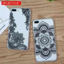 

Retro Floral Case For iPhone X Transparent Soft TPU Silicone Matte Phone Cover Lace Flowers Mandala Cover For iPhone X Shells