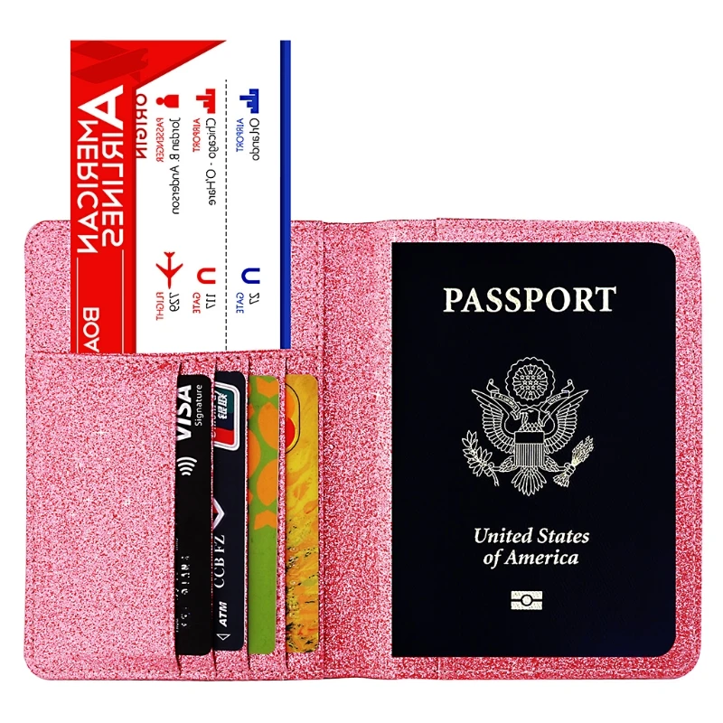 Новое поступление блестящая обложка паспорта кошелек RFID Блокировка Чехол для ПАСПОРТА Путешествия Чехол