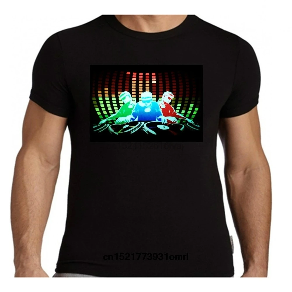 

Battery Driver DJ Sound Activated Light Up Party Flashing Disco Mens T-shirt