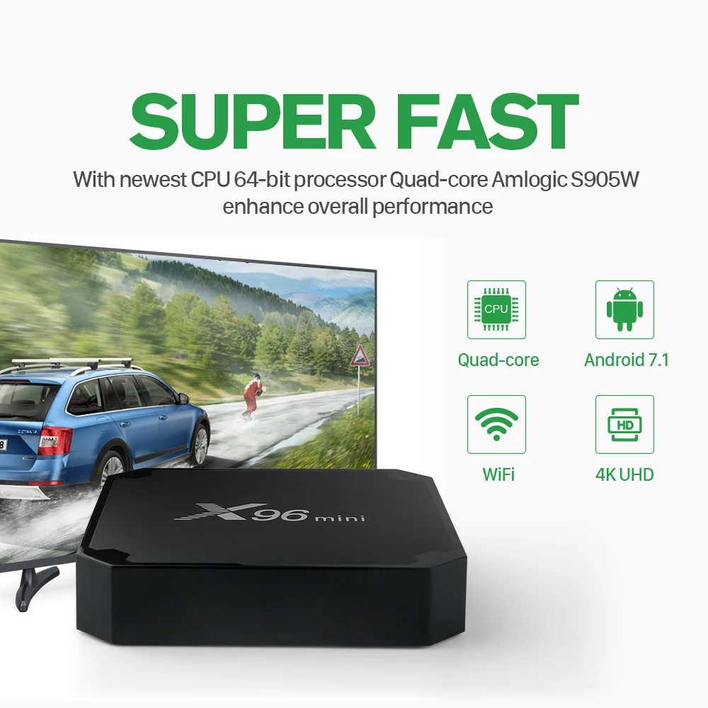  X96 Mini Android 7.1 OS 4K Smart TV Box Set-Top Box 2GB 16GB Amlogic S905W Quad Core X96mini 1GB 8G