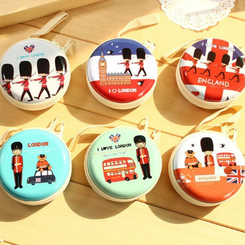 

Fashion Bags 4 Cute Iron Round Portable Coin Purse Hard Key Earphone Holder Case Bag