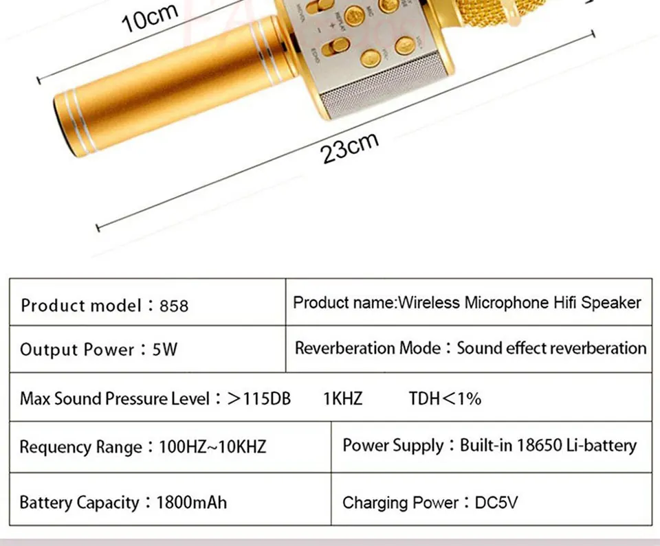 Bluetooth беспроводной микрофон WS-858 ручной караоке микрофон USB KTV плеер Bluetooth динамик Запись музыки микрофоны WS858