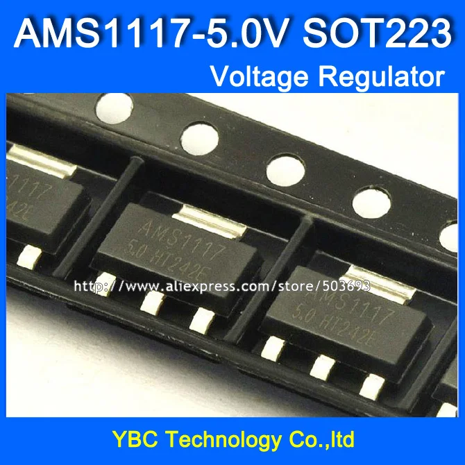 50pcs/lot AMS1117 5.0V AMS1117 1117 SOT223 Power Regulator Chip Buck IC