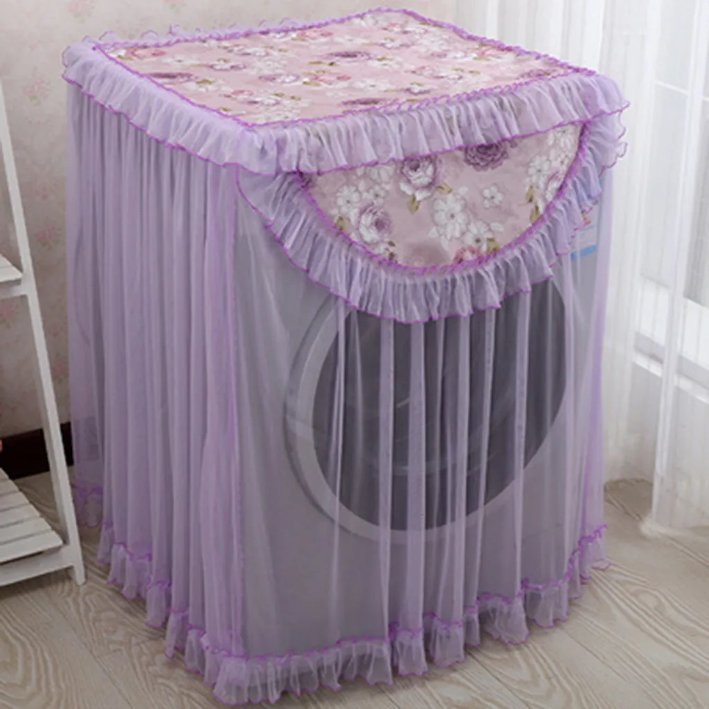 Lace Ruffle Floral Washing Machine Dust Cover Protection Front Durable Soft Home