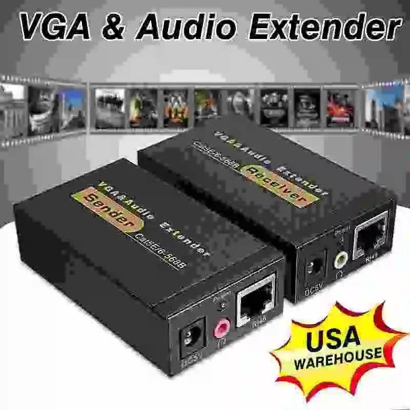 

Transmitter Receiver Adapter VGA RJ45 Ethernet Signal Extender Network VGA to RJ45 Extender Sender Cable Adapter