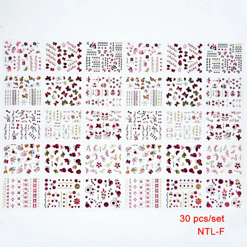 Nail Art Decals Nail Art Decorations Y2K-style Decals 3D Butterfly Water Sticker 30sheets Sticker
