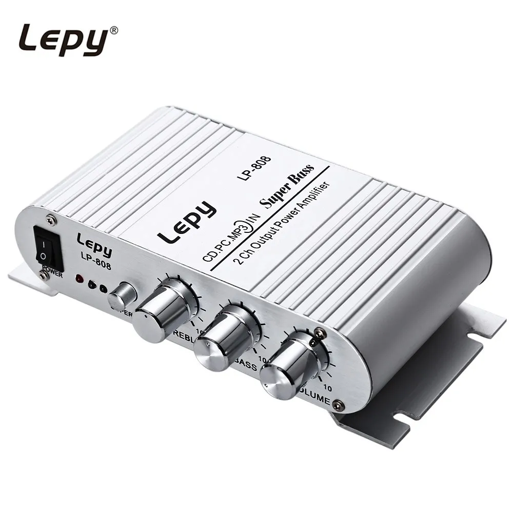 Lepy LP-808 Портативный 12 V Super Bass усилитель совместим с мотоциклетные MP3 объемом