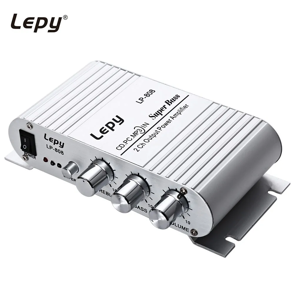 

Lepy LP-808 Portable 12V Super Bass Amplifier Compatible With Motorcycle MP3 With Volume Control Mini Hifi Stereo Amplifier