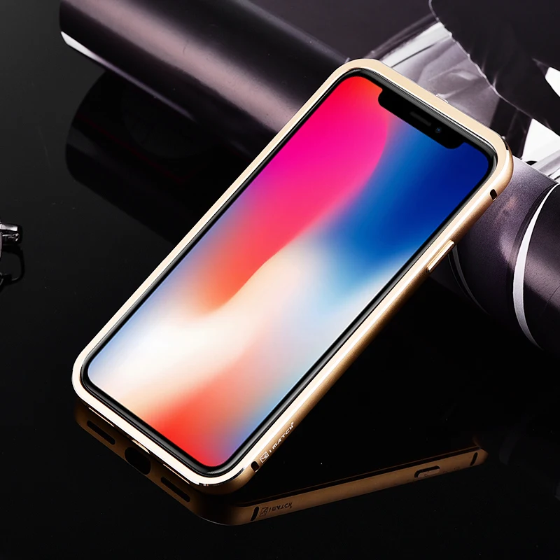 iMatch Aviation Aluminum Alloy Metal Bumper Tempered Glass Back Cover Case for Apple iPhone X