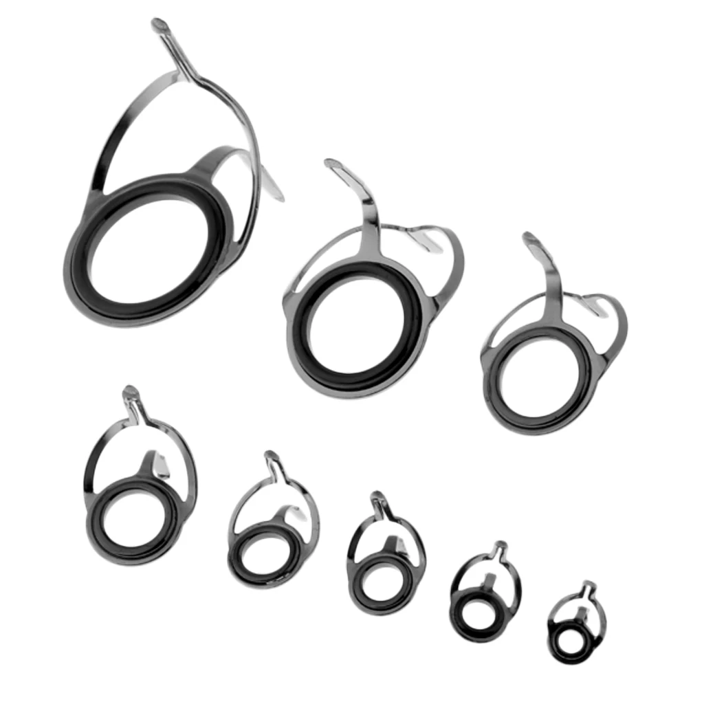 8pcs Fishing Rod Eye Ring Double Leg Guides Line Rings for Spinning/Carp Rod DIY Fishing Rod Repair Accessories