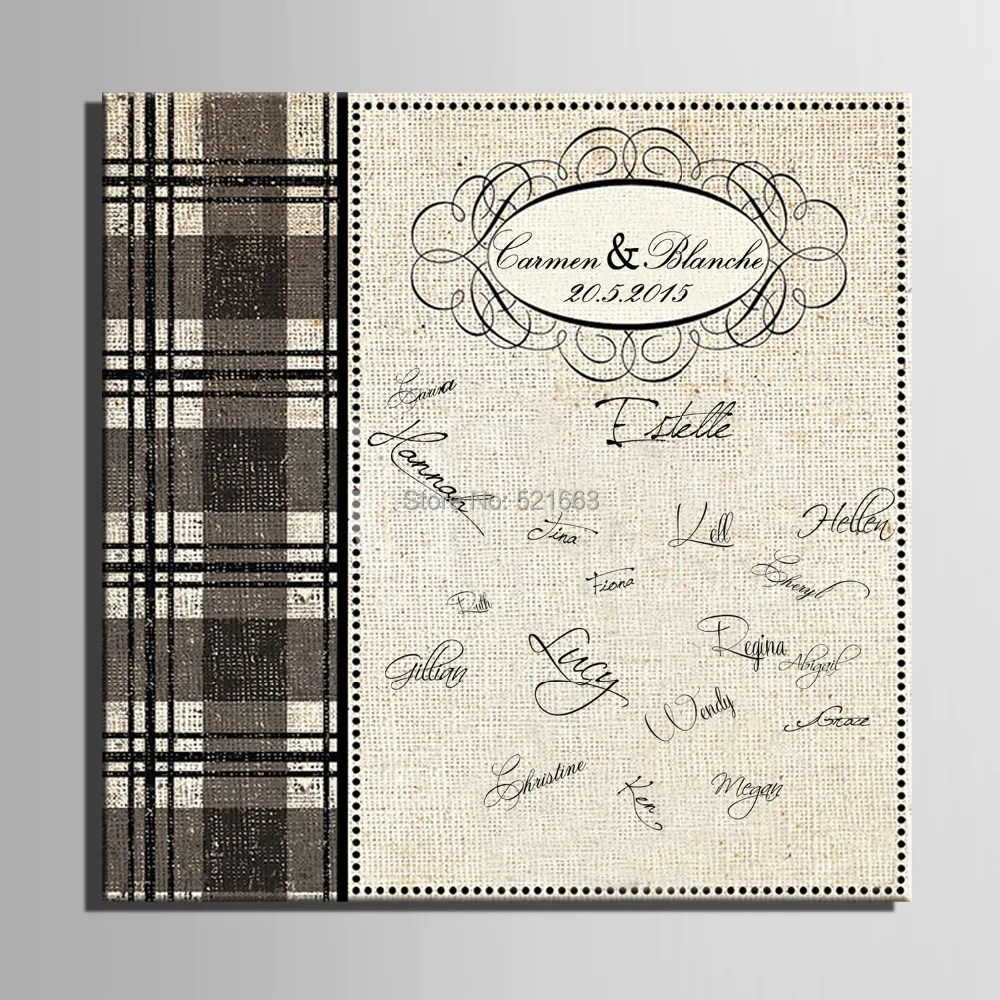 

Guest Signature Party Gift Wedding Canvas Signing Board Canvas Painting-Retro Pattern Wedding DIY Decoration Free Shipping