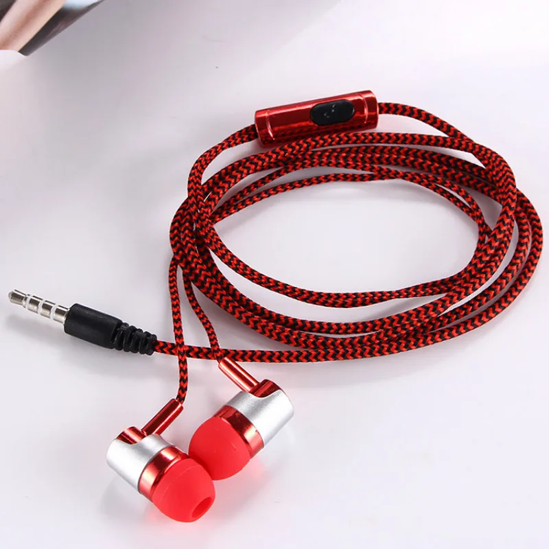 H-169 3,5 мм MP3 MP4 проводка сабвуфера плетеный шнур, универсальные музыкальные наушники с управлением пшеничной проволокой