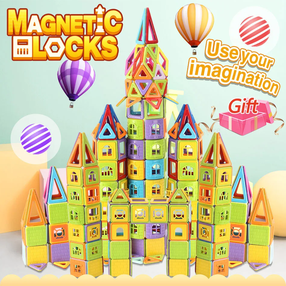 IPiggy 114/196 шт. магнитные блоки магнитные дизайнерские строительные Конструкторы набор магнитов Развивающие игрушки для детей подарок
