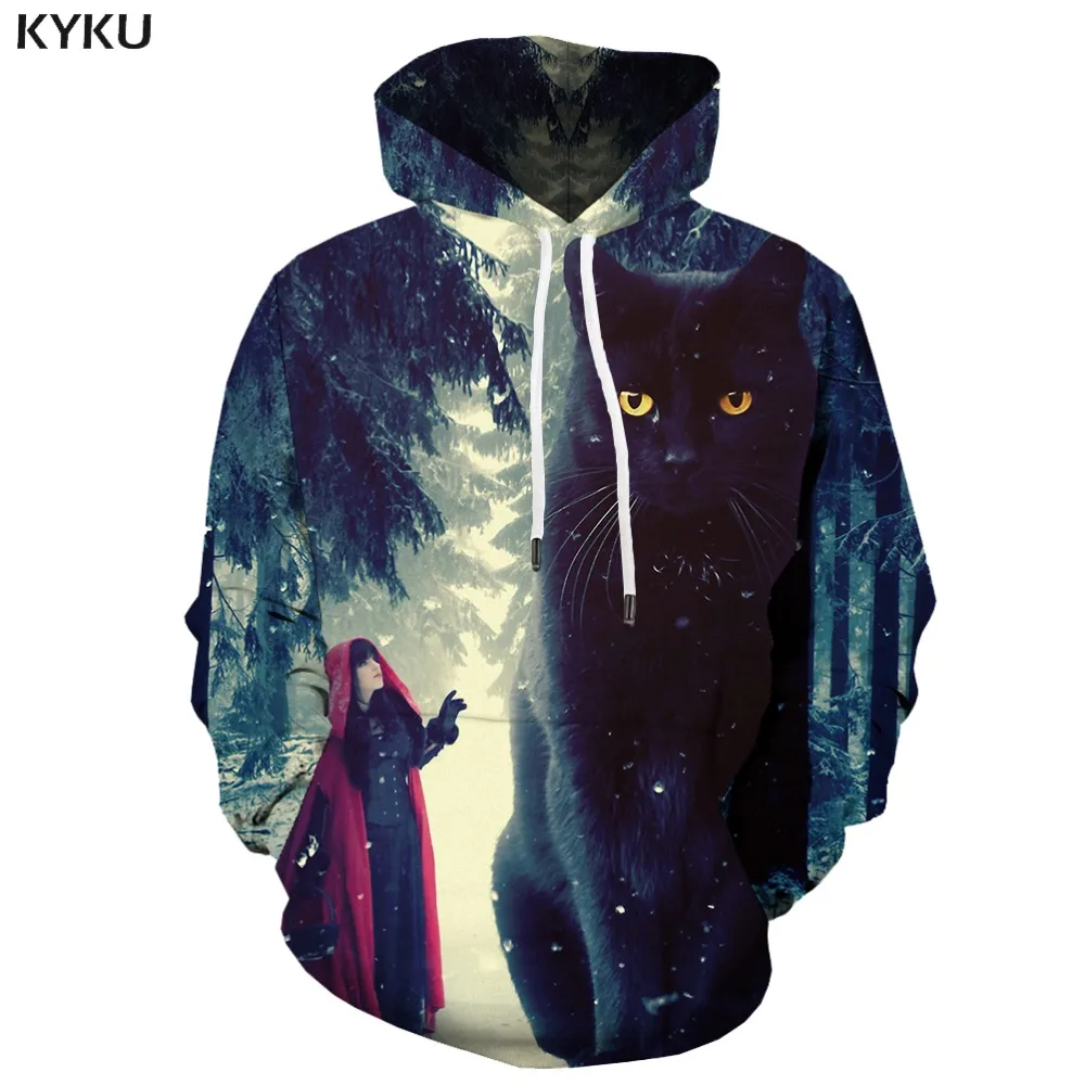 KYKU 3d Hoodies Cat Hoodie Men Flower 3d Printed Animal Hoodie Print Forest Sweatshirt Printed Harajuku Hooded Casual