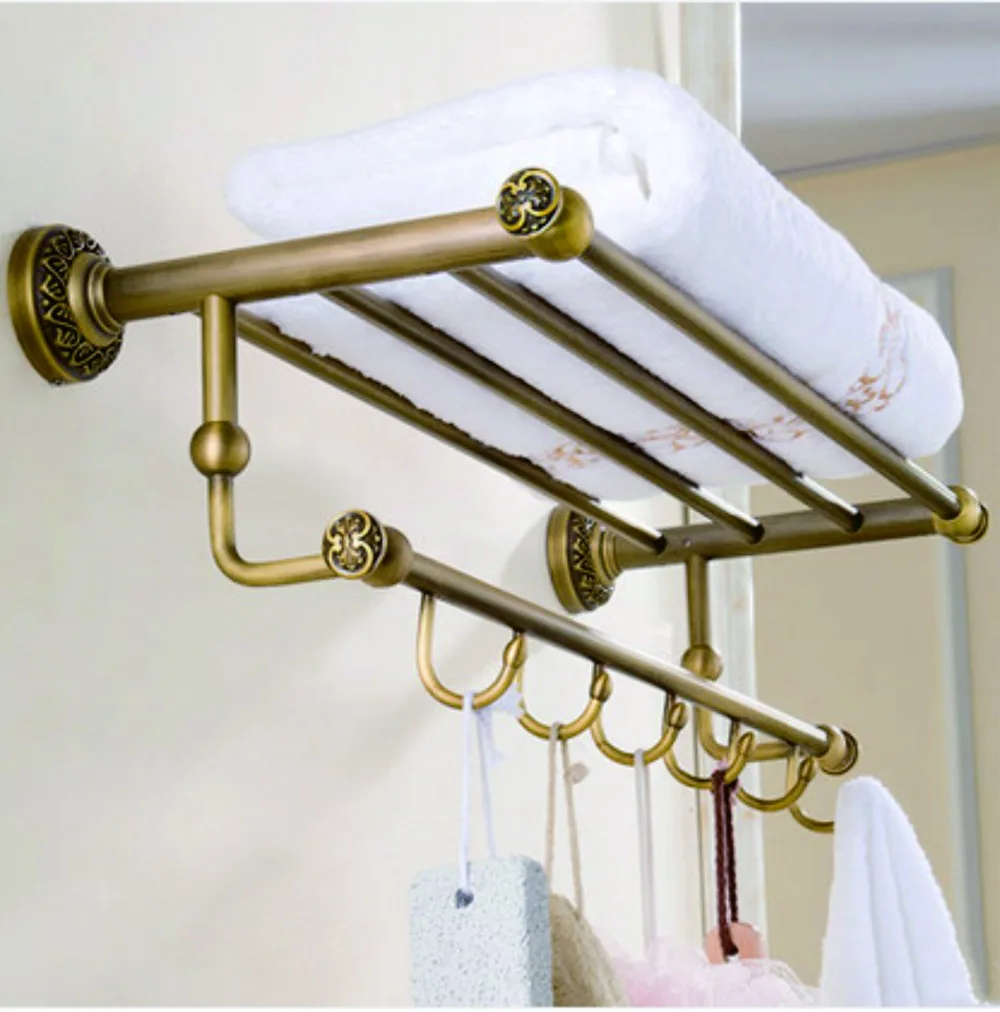 The whole European antique copper bathroom towel racks Showroom towel