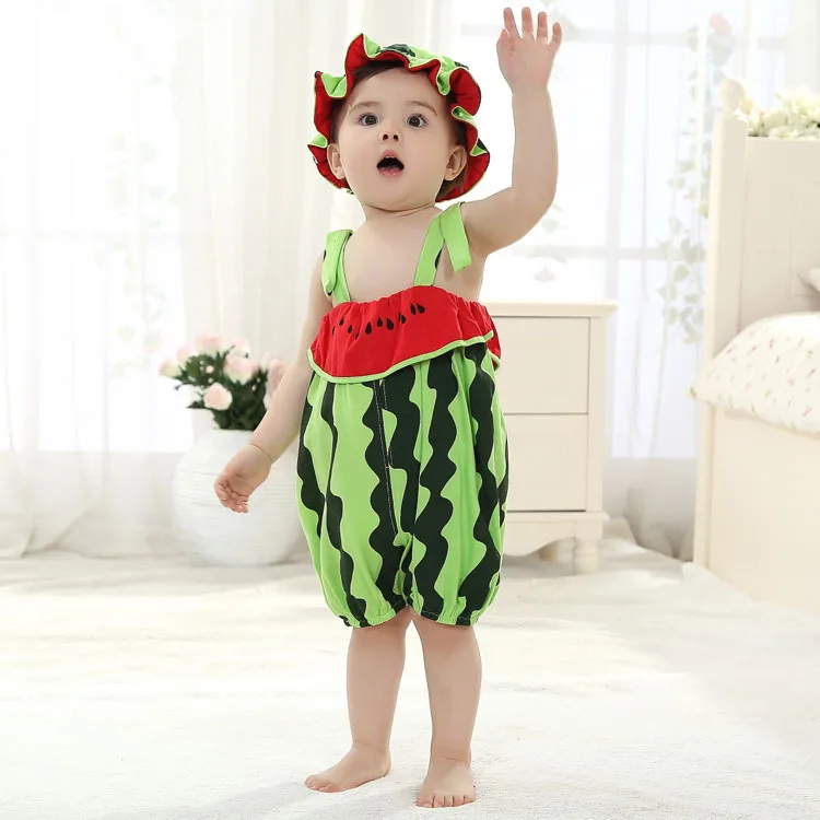 

Watermelon Newborn Photography Props Baby Clothes Newborn Infant Clothing Set Baby Boy Clothes Girls Baby Rompers Hats Overalls