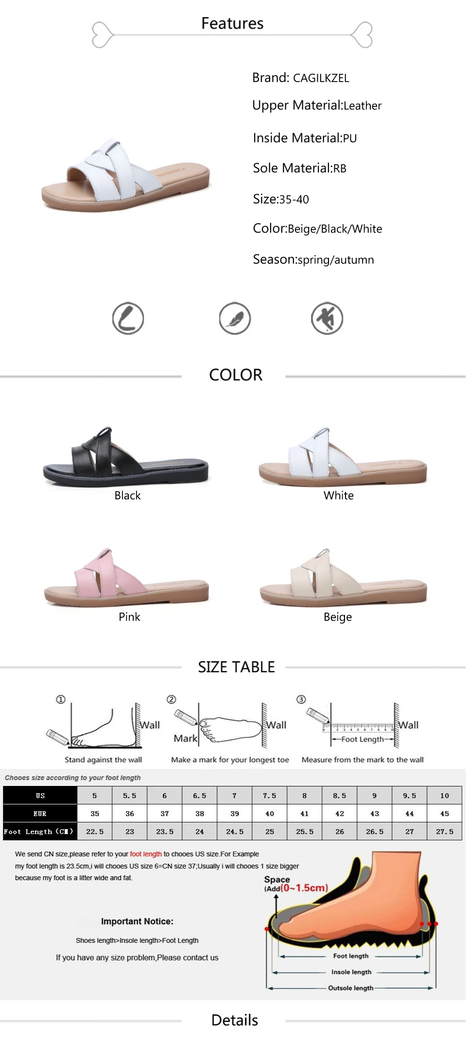 2019 Summer women slippers slip on round toe flat slides sandals women white black leather slippers flip flops slippers  (2)