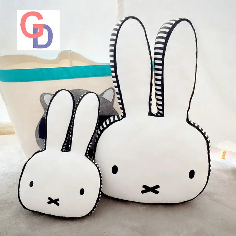 Ins hot Black and White Rabbit Face Plush Pillow Dog Milk Baby Bottle Plush Cushion Emoji