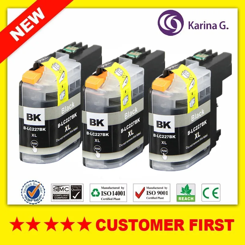 

3pcs Black Ink Cartridge   For Brother MFC-J4620DW/MFC-J4625DW /DCP-J4120DW/MFC-J4420DW  for Brother LC227