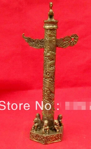 

0 China 's ancient architecture flag *Marble pillar* bronze dragon statue