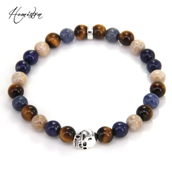 

Thomas Colorful Material Mix Featuring Tiger's Eye Skull Bead Bracelet, Plated Jewelry Rebel Heart Gift for Women TS B377