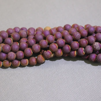 

2018 New Fashion 8/10/12mm Natural ball stone Metallic Titanium Coated Bead Druzy Agates Necklace DIY Jewelry Making Accessories