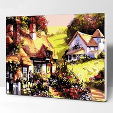 Деревенский пейзаж DIY картина по номерам Акриловая ручная роспись маслом для домашнего декора 40x50 см работа