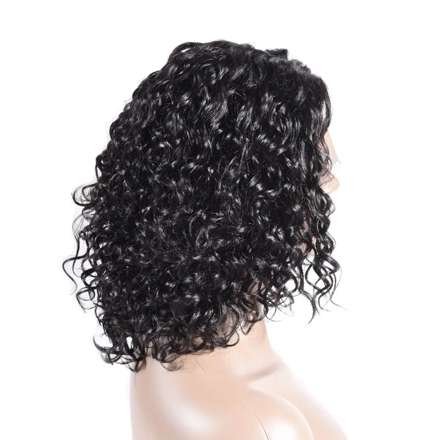 Волна воды парик короткие боб парик слева л часть коротких человеческих волос, парики, кружева для женщины бразильский Волосы remy 250 плотность TIANTAI