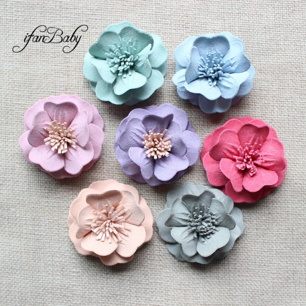Moda in pelle sintetica fiore artigianale accessori per capelli Appliques abbellimenti - immagine 2