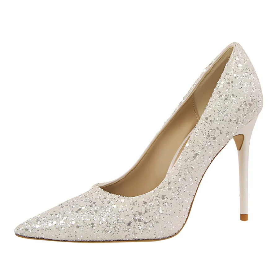 Роскошная дизайнерская женская обувь; коллекция года; блестящие туфли для выпускного; Цвет серебристый, синий, розовый, золотистый; туфли-лодочки на шпильке; женская свадебная обувь для невесты; размера плюс